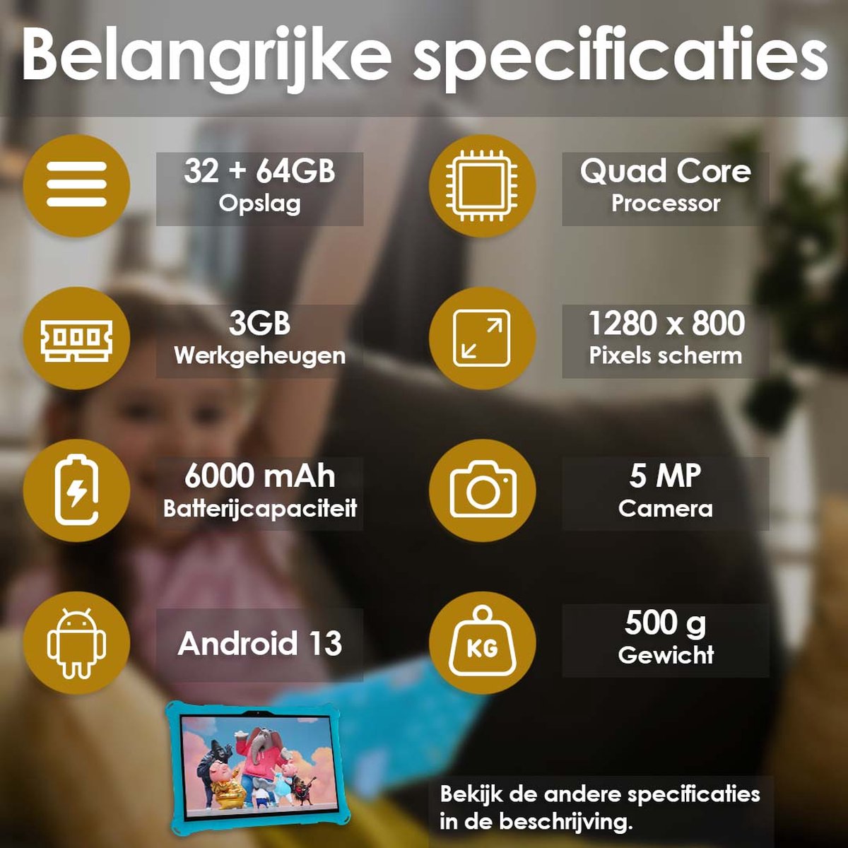 specificaties kindertablet XL