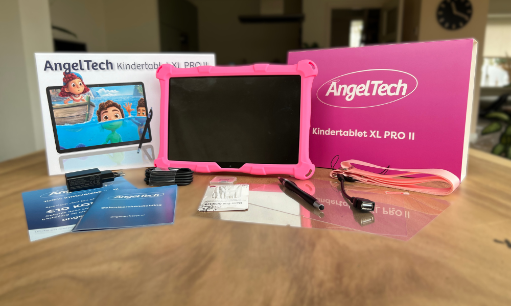 AngelTech XL PRO II met al zijn accessoires en verpakking.